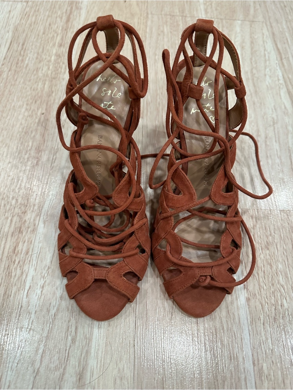 Women's Lace-Up Suede Sandal - Rust Banana Republic New